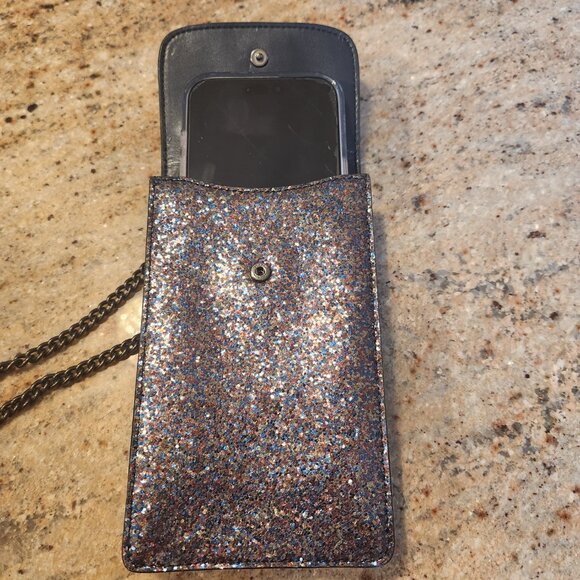 Coach North/South Phone Crossbody Rainbow Navy Blue Glitter Limited Edition - Picture 5 of 16